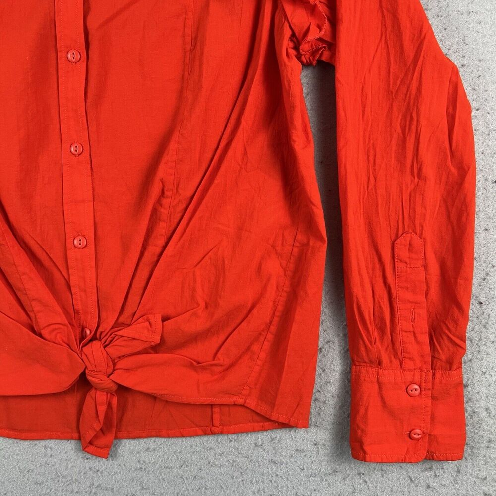 NWT Current Elliott The Asley Poinciana Orange Long Sleeve Button Up Blouse‎ 2 - Picture 4 of 16